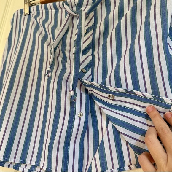 NWT UO Urban Renewal Remade Multi Stripe Snap Front Shirting Mini Skirt - Picture 4 of 14